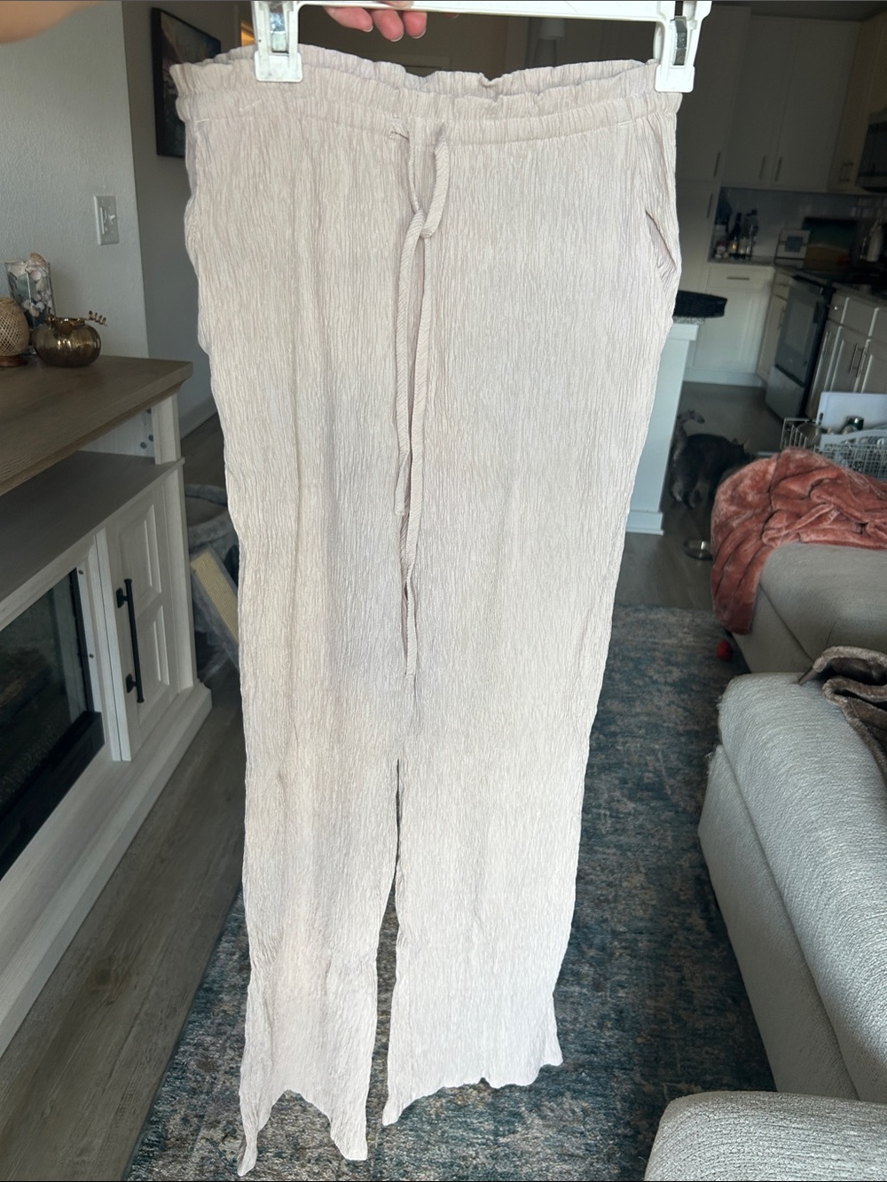 Rhythm Cream Wide-Leg Drawstring Pants